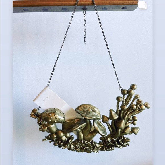 Handmade gold-bronze mushroom necklace - Picture 1 of 8